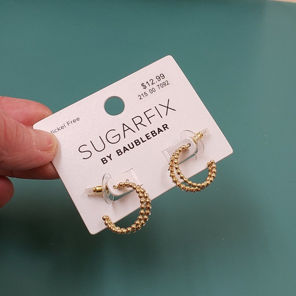 Sugarfix by Baublebar, gold doublebar hoop earrings, nickel free, NWT